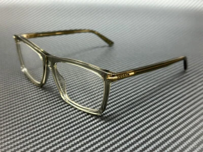 Gucci GG1445O 004 Occhiali da Vista Uomo Extra Large 56 mm Verde Marrone Trasparente - Immagine 1 di 4