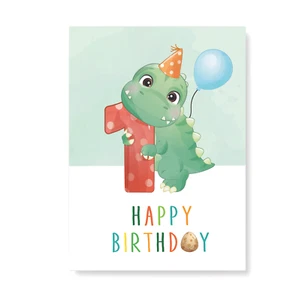 Dino Geburtstagskarte für Kinder, 1.-7. Geburtstag, Dino Glückwunschkarte - Bild 1 von 61