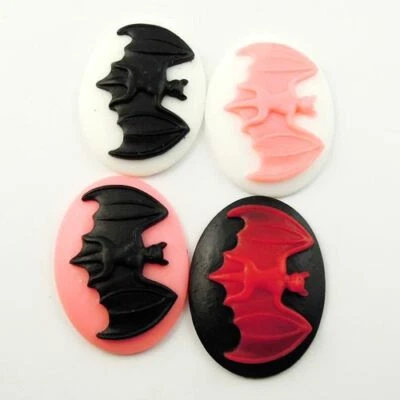 9-pack Assorted Resin Bat Cabochons Oval Shape Flat Back Art Decors 39x30x7mm - Image 1 of 2