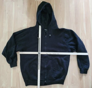 VTG 2XL Men’s Koman Full Zip Hoodie Black Oversized Warm Quilted Jacket Pockets - Picture 1 of 6