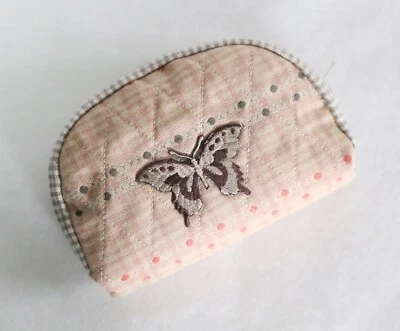 Monedero hecho a mano algodón ykk cremallera cartera mariposa embellecida 5.5"x4" Foto 1 de 4