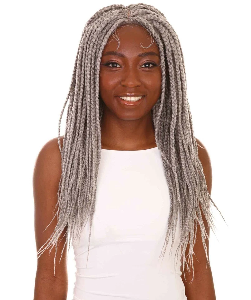 Peluca trenzada de encaje atada a mano LUXE Uyai recta 23" 4X4, BLT-0122, gris Foto 1 de 4