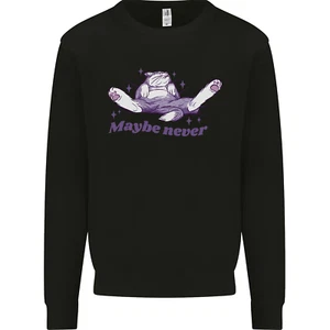 Maybe Never Lazy Cat Sleeping Kids Sweatshirt Jumper - Picture 1 of 12
