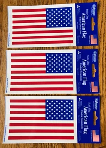 American Flag Window Static Clings Lot of 3 SANDYLION New 4" x 6" - Picture 1 of 3