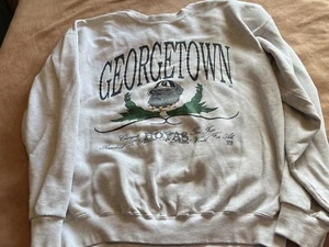 Vintage Georgetown Hoyas Men's L Gray 90s Sweatshirt College University - Picture 1 of 8