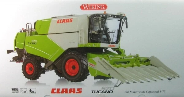 Claas Tucano 570 Combine with Corn Header Conspeed 8-75 1:32 Wiking - Image 1 of 1