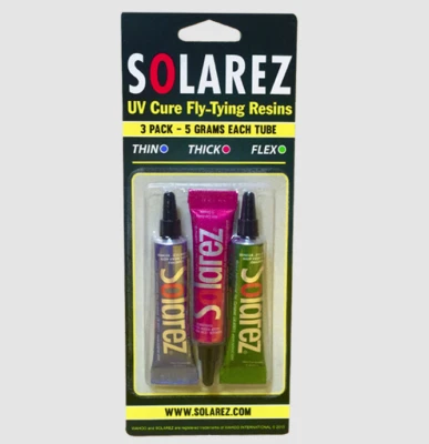 SOLAREZ Fly Tie Resina de Curación UV - Paquete de 3 Kit de Inicio - Delgado Duro, Grueso Duro, Flexible Foto 1 de 4
