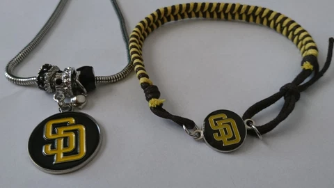 SAN DIEGO PADRES MLB NECKLACE WITH CHARM ACCENT BEADS & ROPE BRACELET WITH CHARM Cover