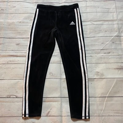 Adidas Soft Track Pants Black w/ White Stripes Youth Girl's Size Large (7-8) - Image 1 of 4
