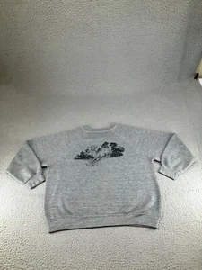Felpa cervo vintage donna grande grigia anni 90 buck pile pullover natura - Foto 1 di 18