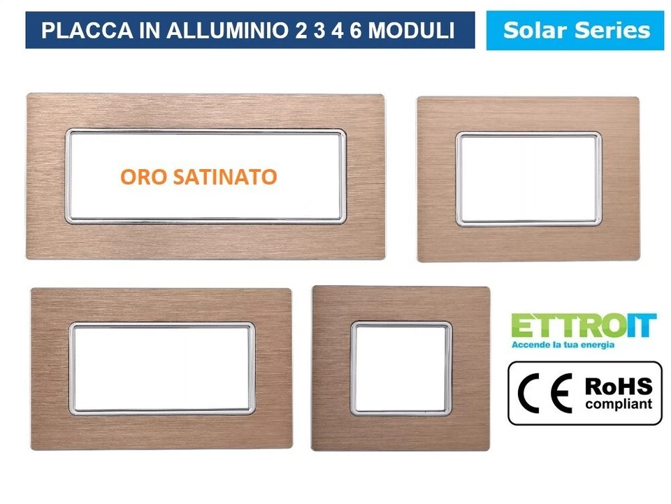 ETTROIT PLACCA BTICINO MATIX COMPATIBILE 3 4 6 MODULI IN ALLUMINIO COLORE ORO SATINATO