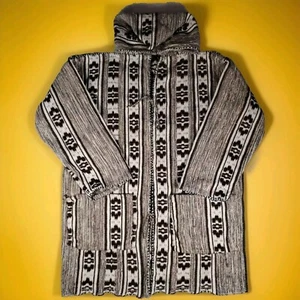 Vintage marokkanischer Boho Hippie Handarbeit lang braun beige Poncho Mantel Jacke (L/XL) - Bild 1 von 18