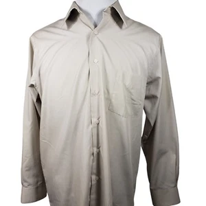 Van Heusen Dress Shirt Mens L16 32-33 Regular Fit Long Sleeve Wrinkle Free Beige - Picture 1 of 7
