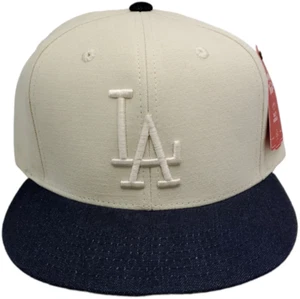 Los Angeles Dodgers Snapback Flat Bill Cooperstown Collection Creme/Navy - Picture 1 of 4