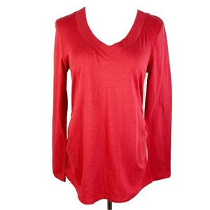 Ambiance Maternity Red V-Neck Top Women's Small or Med Long Sleeve Pullover NWOT - Picture 1 of 7