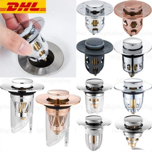 Universal Bathroom Sink Plug Stopper Wash Basin Core Bounce Up Drain Filter UK - Picture 1 of 15