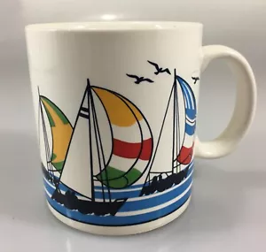 Otagiri Mehrfarbig Segelboote Spinnaker Regatta Becher Tasse 12 Unzen Hergestellt in Japan - Bild 1 von 5