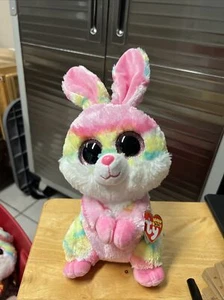 TY Beanie Boo "12 Lutscher Hase Kaninchen Plüsch Glitzeraugen Ostern TyeDye Regenbogen - Bild 1 von 4