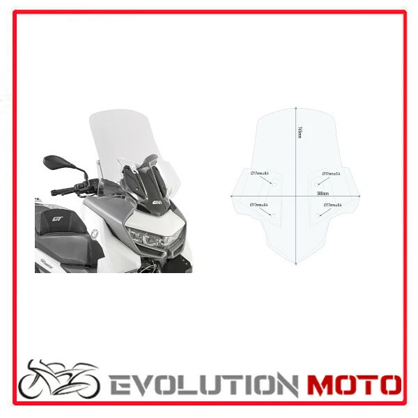 PARABREZZA + ATTACCHI GIVI BMW C 400 GT (19 > 22) CUPOLINO VISIERA