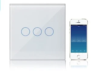 Interruptor de luz LED táctil panel de vidrio de lujo BLANCO TÁCTIL ENCENDIDO/APAGADO 3 BANDAS 1 CAMINO - Imagen 1 de 9