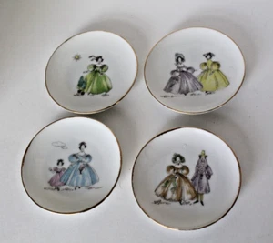 Lefton Victorian Fashion Mini Hanging Porcelain Plate Set 1950's - Picture 1 of 7