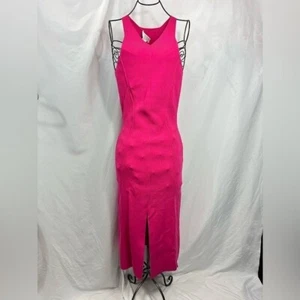 Neu mit Etikett Caroline Constas rosa figurbetontes Midi geripptes Kleid Größe S - Bild 1 von 9