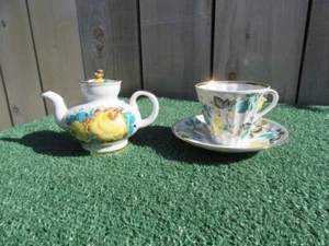 Lomonosov USSR Gold Floral Teapot Cup Saucer Set Gilded Russian Vintage - Picture 1 of 12