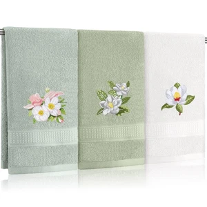 Magnolia Floral Hand Towels Farmhouse Green White Magnolia Bathroom Decor 14x... - Picture 1 of 6