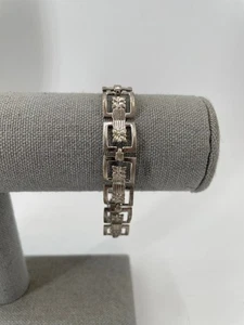 Vintage WRE Sterling Silver Floral Link Bracelet 925 - Picture 1 of 4