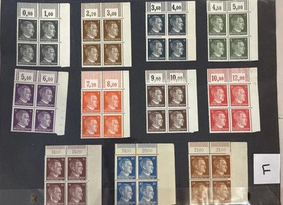 Once bloques de estampillas MNH Reich alemán Imperio Hitler Segunda Guerra Mundial conjunto histórico F Foto 1 de 4