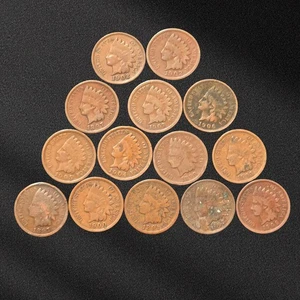 Lot 14 Indian Head Pennies 1891-1907 · gemischte Daten · Vintage USA Bronze  - Bild 1 von 2