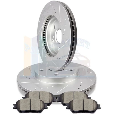 2X Front Discs Brake Rotors and 4X Pads For 2009-2015 Lexus IS250 Drill Sloty Foto 1 de 4