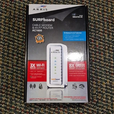 ARRIS Surfboard Docsis 3.0 Cable Modem & AC1600 Dual Band Wi-Fi Router - Image 1 of 3