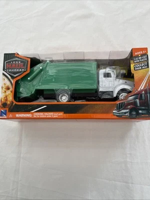 NewRay Long Hauler Trucker Peterbilt Garbage Truck Green White 1/43 Diecast - Image 1 of 4
