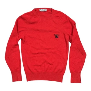Vintage 80s Burberry Lambswool Wool Made in Scotland Red Sweater Womens 34 Small - Picture 1 of 9