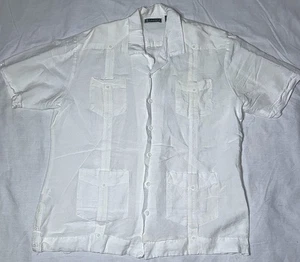 Cubavera weißes Guayabera Ramie Kurzarm Camp Hemd mit Knopfleiste Oberteil Tasche XL - Bild 1 von 5