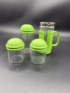 VINYAGE Pyrex® Tischsets von Corning Milchkännchen, Zucker S&P Grün Kunststoffglas - Bild 1 von 5