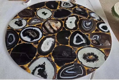18" Agate Table Top, Geode Table Top, Kitchen Table, Stone Table, Handmade Gifts - Image 1 of 4