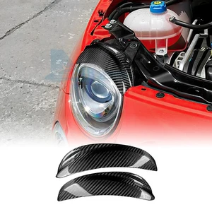 Carbon Fiber Car Headlight eyebrow Cover Sticker For Fiat 500 Abarth 595 2016-23 - Picture 1 of 10