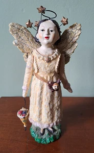 Bethany Lowe Raro Vintage Ángel Arte Popular Estatuilla Decoración de Navidad Estrellas Halo - Imagen 1 de 13