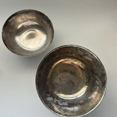 Paul Revere Reed Berton vintage antique silver bowls patina pedestal brutalist - Image 1 of 4