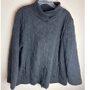 Chaqueta Top Gris Eileen Fisher Acolchada A Presión Frontal Cuello Eudo 1X Para Mujer - Imagen 1 de 7