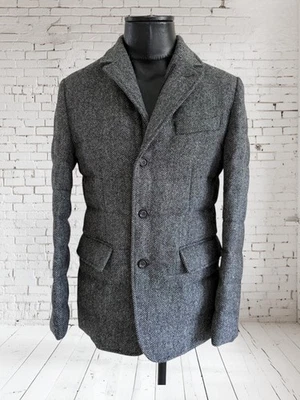MONCLER Mens Rodin Steel Grey Herringbone Wool Down Jacket/Blazer Size.3 Bust 42 - Image 1 of 4