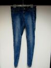 Vintage Waschtisch Stretch Baumwolle Skinny Jeans Hose Distressed blau 33 1/2 x 32 28 M EU
