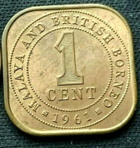 1961 Malaya British Borneo 1 Cent Coin BU UNC #C454 - Picture 1 of 2