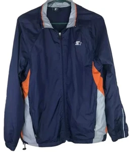 Starter Windbreaker Mens Small Blue White Orange Full Zip Front Nylon Jacket - Picture 1 of 9