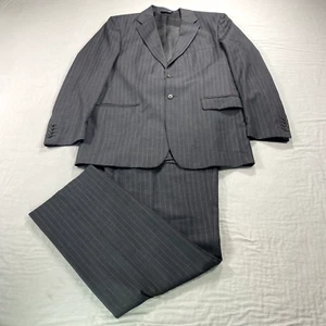 Giorgio Zillioni 2 Piece Suit Mens Gray Striped Wool Blazer 42L Pants 34x34 - Picture 1 of 22