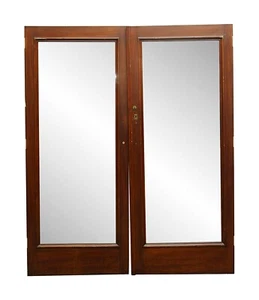 Vintage Wood Double Mirror Closet Doors 76.375 x 63.25 - Picture 1 of 7