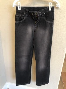 LEE Premium Jeans Boys Sz 12 S Slim Distressed Wash Black Straight Fit Adj Waist - Picture 1 of 7
