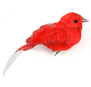 Rote Samt Glitzer Vögel, 2 Kardinäle, Weihnachtsbaum Vögel, Sport Party Deko - Bild 1 von 1